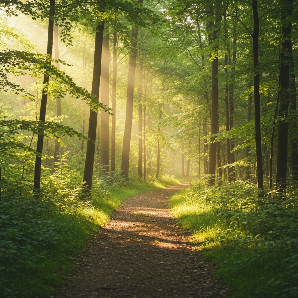 Mirna scena planine ili šume u prirodnim tonovima