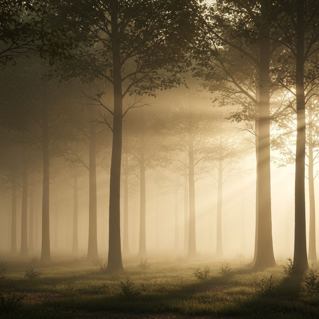 Mirna prirodna scena sa mekim svetlom